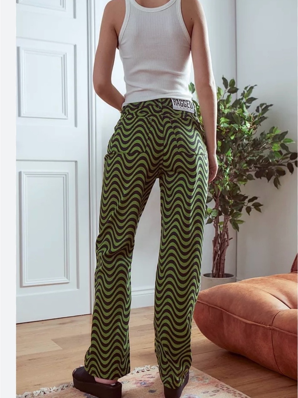 The Ragged priest lime & charcoal wave Dad jeans - Picture 2 of 12